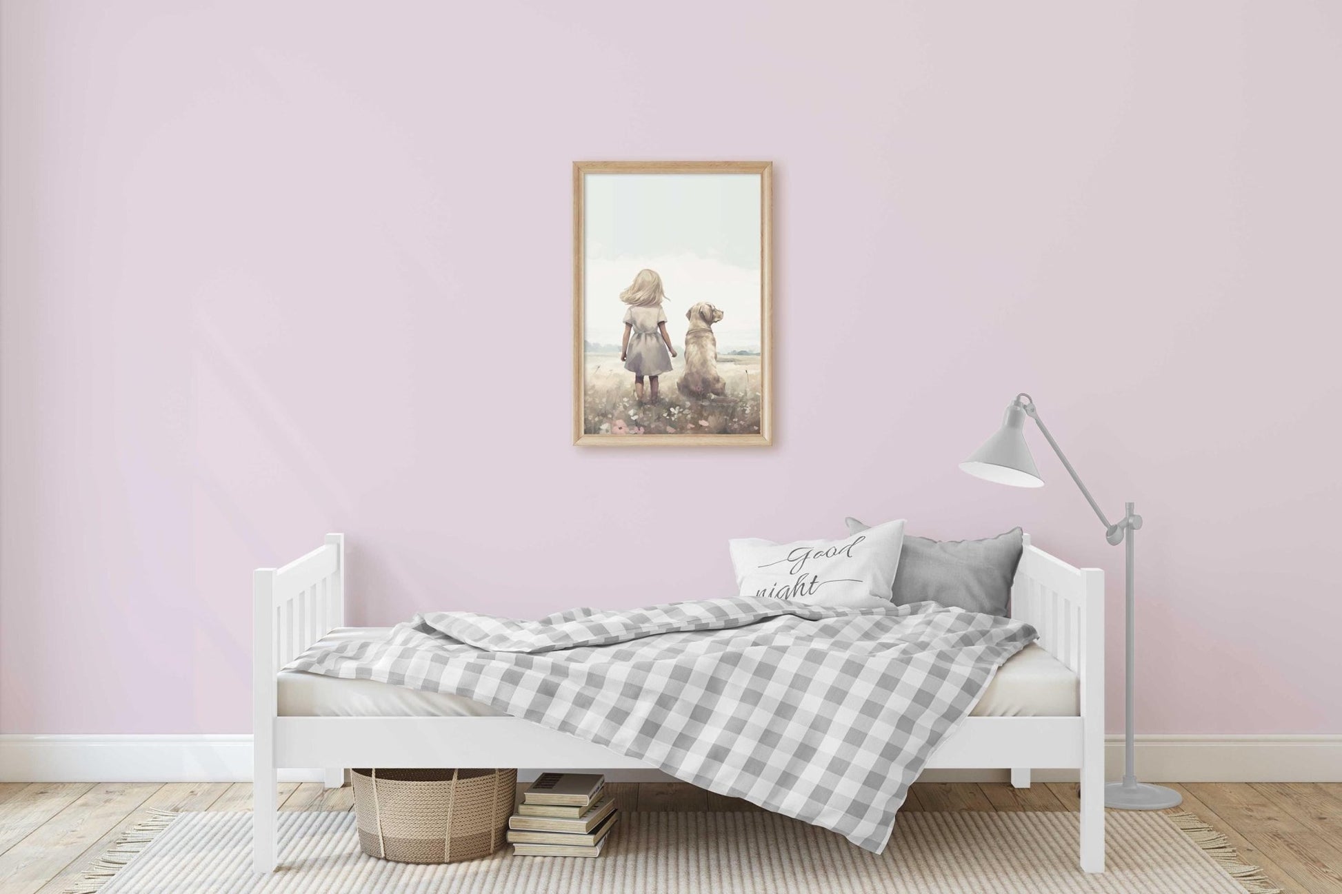 Labrador Nursery Art, Yellow Lab Print, Blonde Girl & Dog Painting, Dog Nursery Print, Lab Mom Gift, Printable Dog Wall Decor - My Store