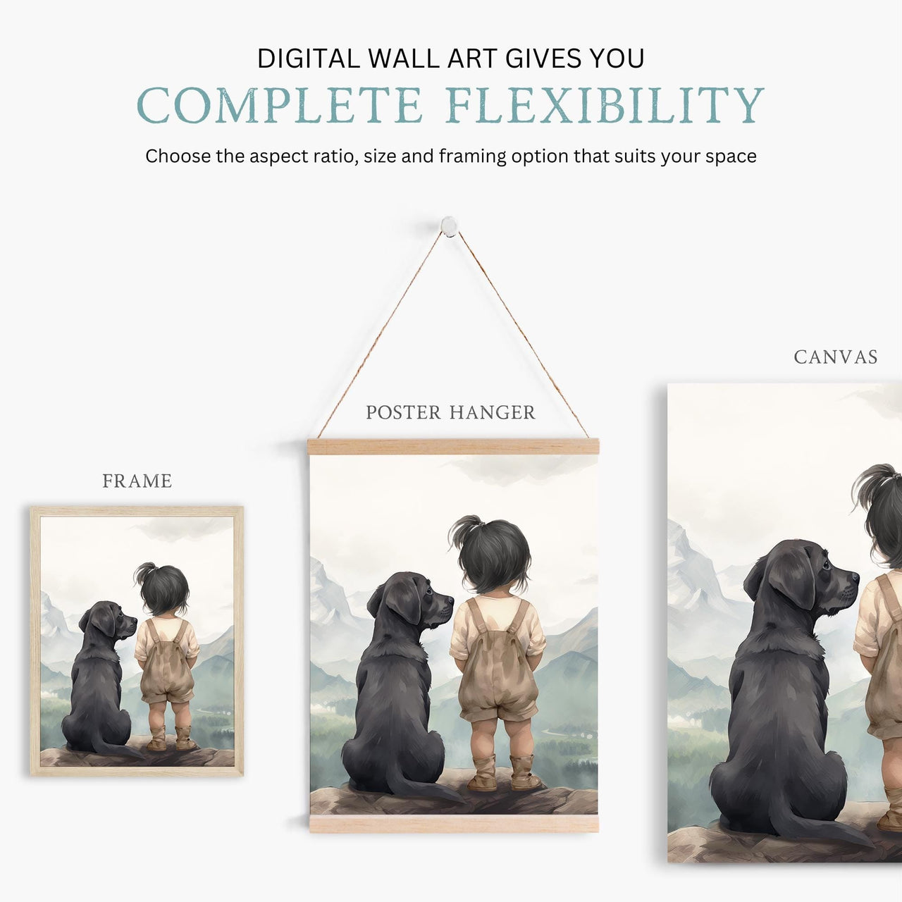 Black Labrador Wall Art – Dog Nursery Print for Girls • Set of 3