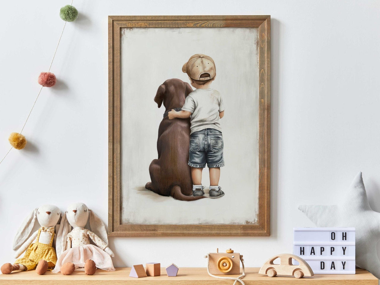 Brown Labrador Wall Art – Dog Print for Boys Room