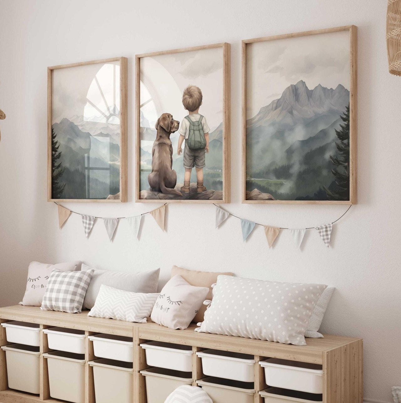 Brown Labrador Wall Art – Dog Boys Room Print • Set of 3