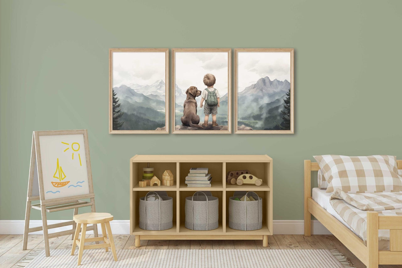 Brown Labrador Wall Art – Dog Boys Room Print • Set of 3
