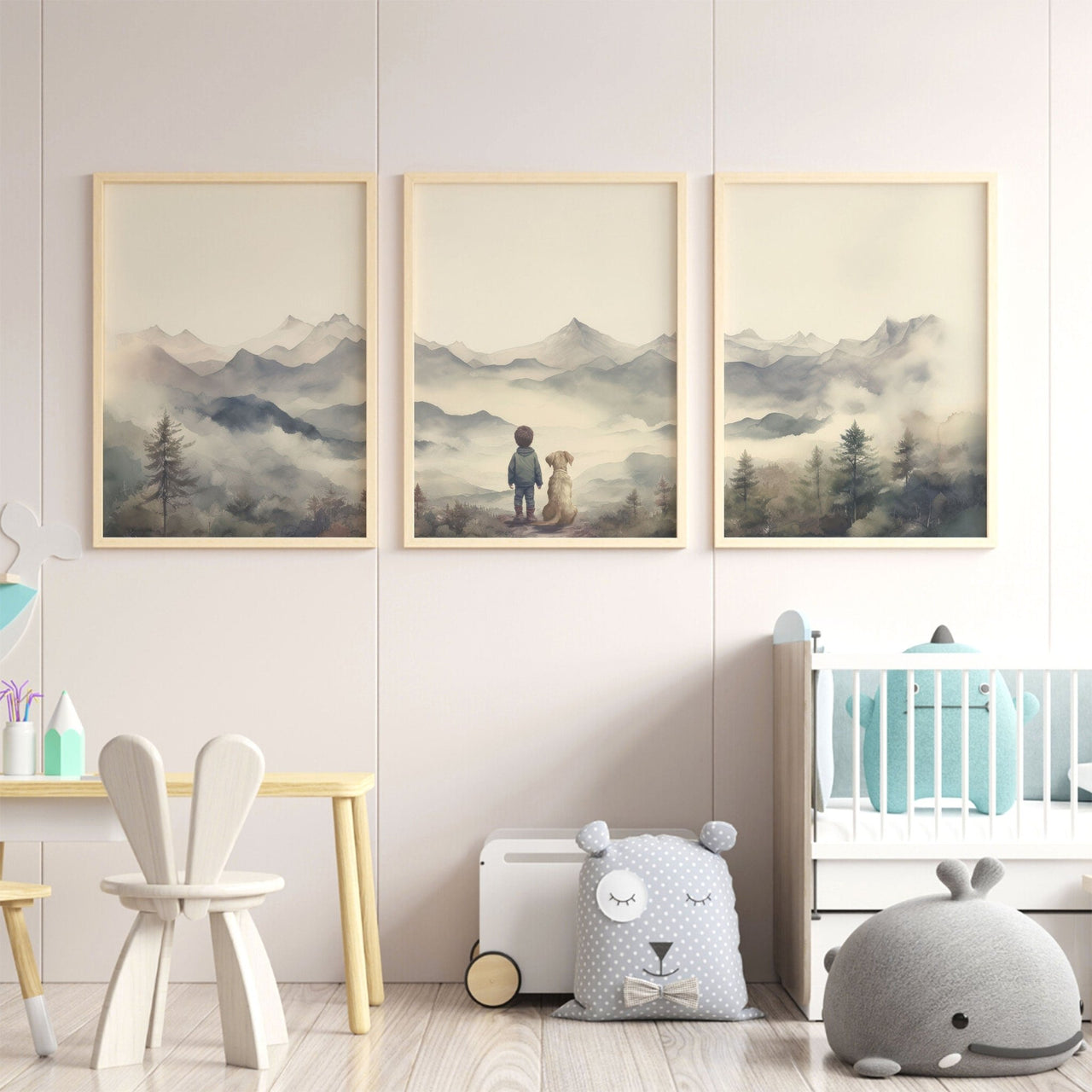 Yellow Labrador Print – Dog Boys Room Wall Art • Set of 3