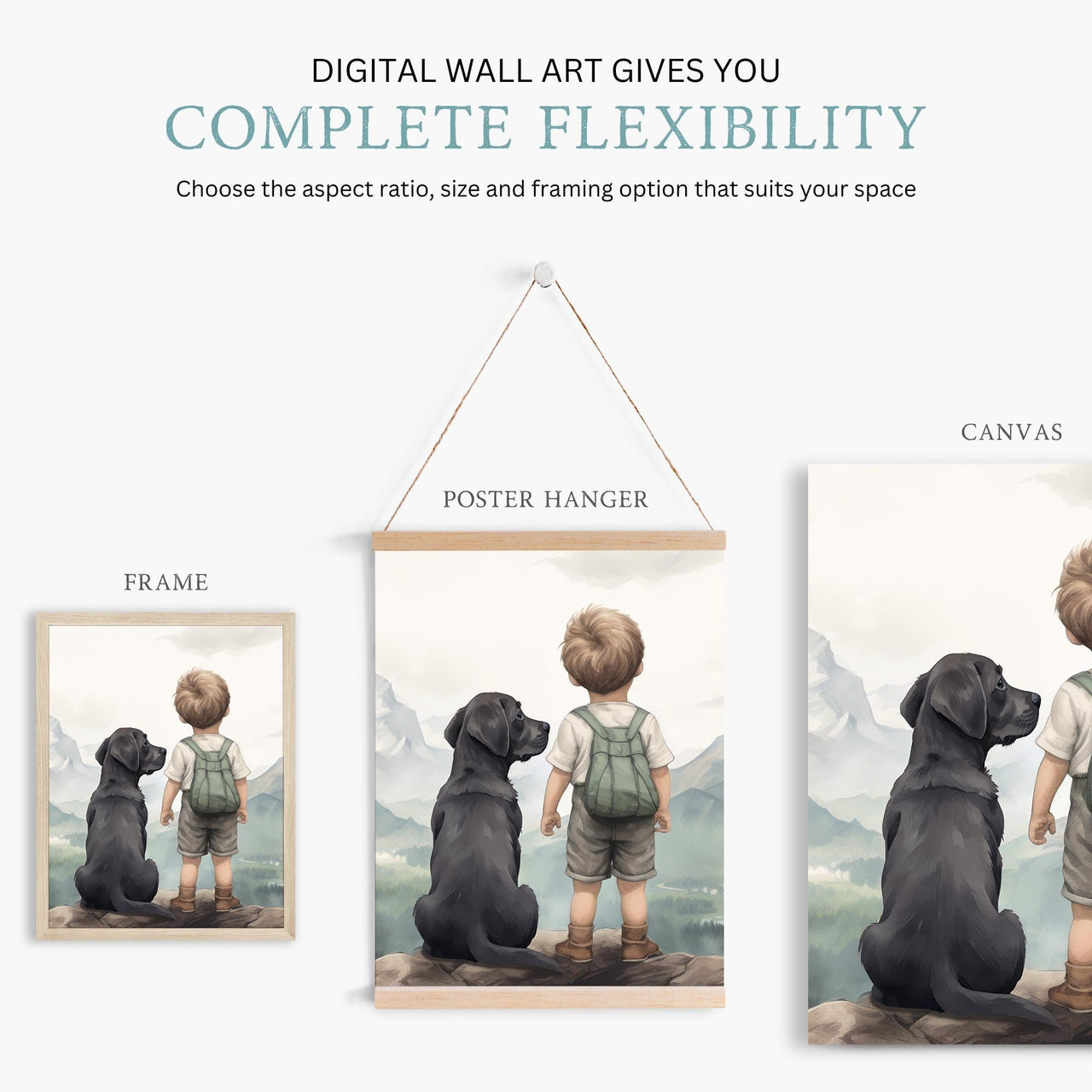 Black Labrador Wall Art – Dog Nursery Print for Boys • Set of 3