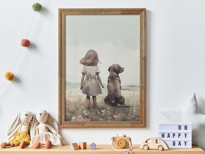 Labrador Nursery Decor, Brown Lab Art, Kids Room, Dog Wall Decor - WildfieldPrints