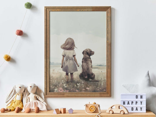 Labrador Nursery Decor, Brown Lab Art, Kids Room, Dog Wall Decor - WildfieldPrints