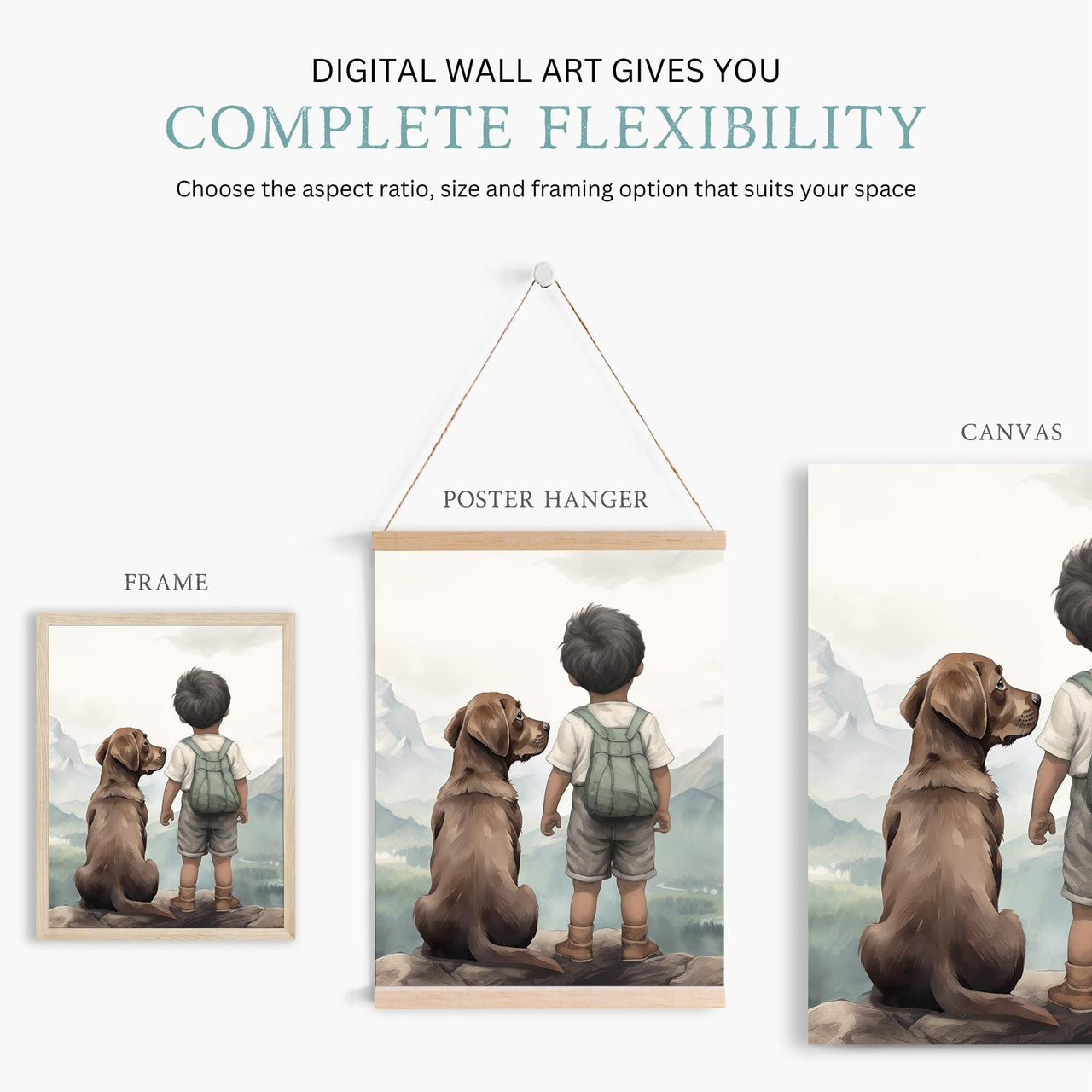 Brown Labrador Wall Art – Dog Nursery Print for Boys Room • Set of 3
