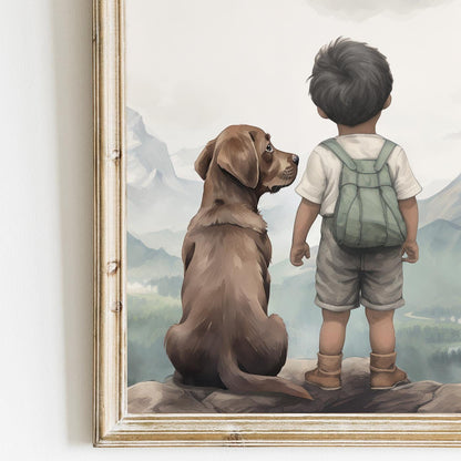 Labrador Nursery Decor, Brown Labrador Retriever Art, Boys Room Decor, Boy & Dog Art, Brown Lab Print, Puppy Nursery, Printable Dog Art Kids - My Store