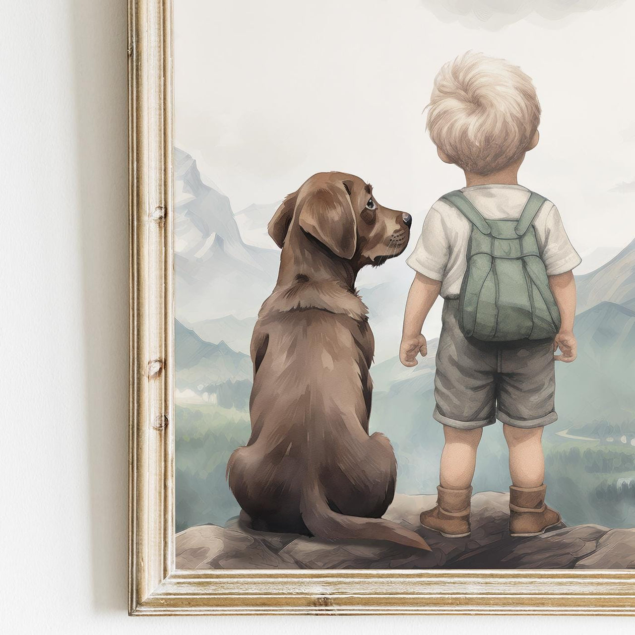 Brown Labrador Wall Art – Dog Nursery Print for Boys • Set of 3