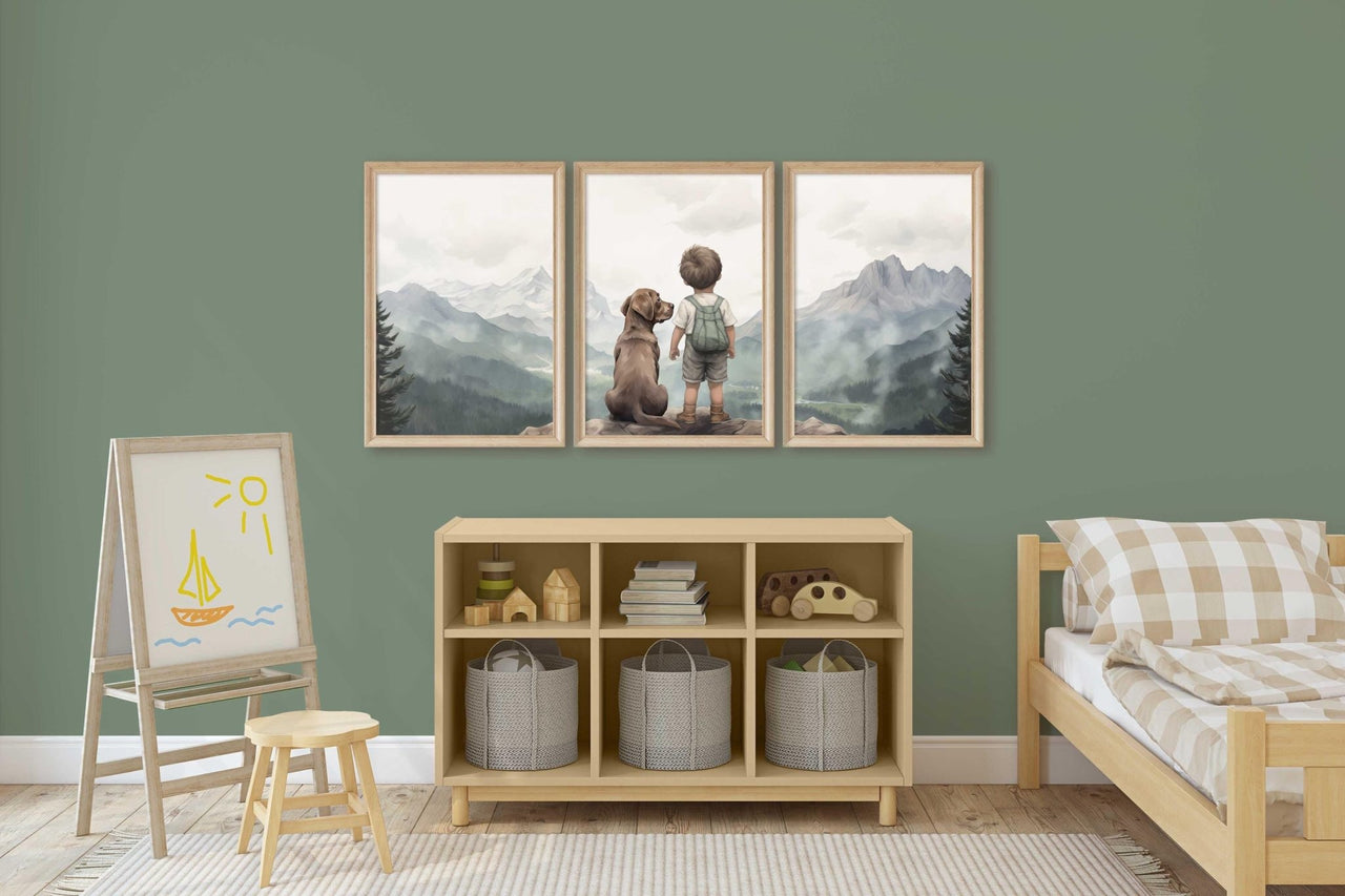 Brown Labrador Wall Art – Dog Nursery Print • Set of 3
