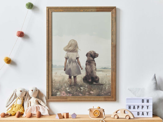 Labrador Nursery Decor, Cute Dog Art for Boys Room, Wall Print - WildfieldPrints