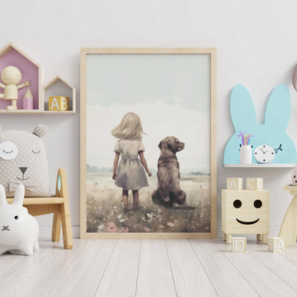 Labrador Nursery Decor, Cute Dog Art for Boys Room, Wall Print - WildfieldPrints