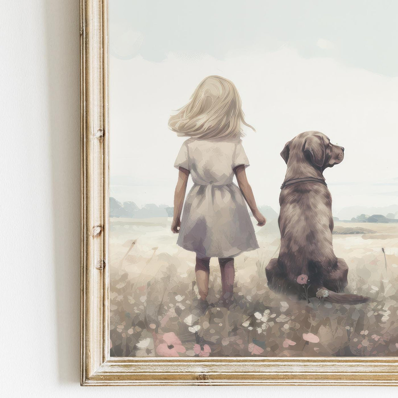 Brown Labrador Wall Art – Dog Nursery Print for Girls • Set of 3