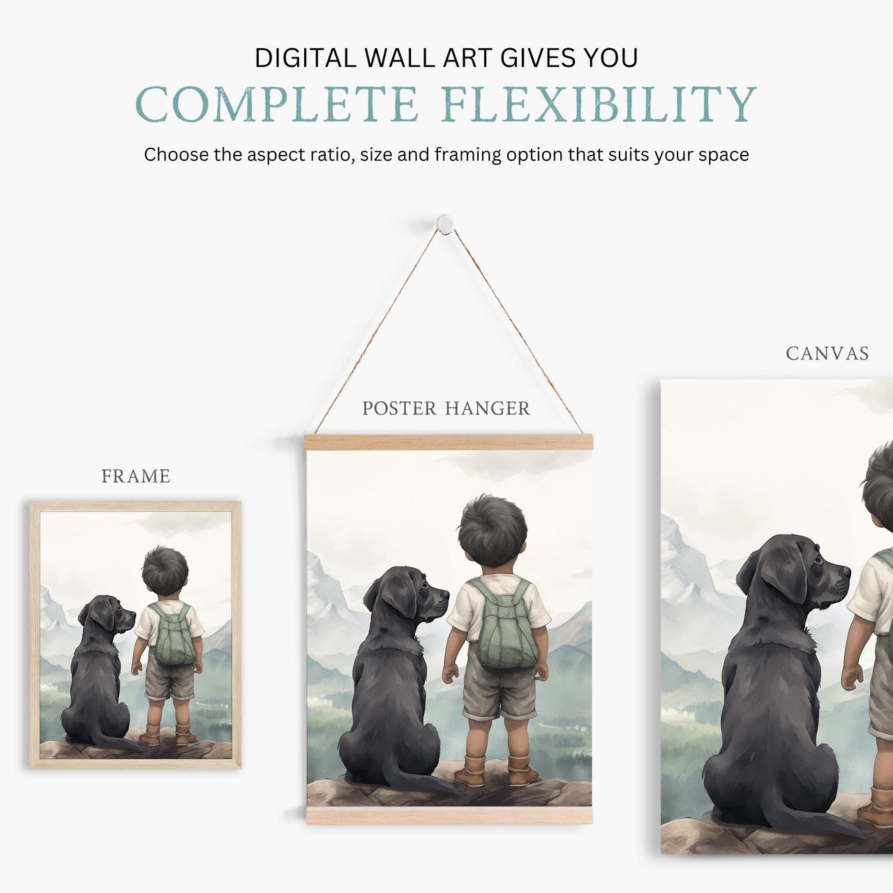 Black Labrador Wall Art – Dog Nursery Print for Boys • Set of 3