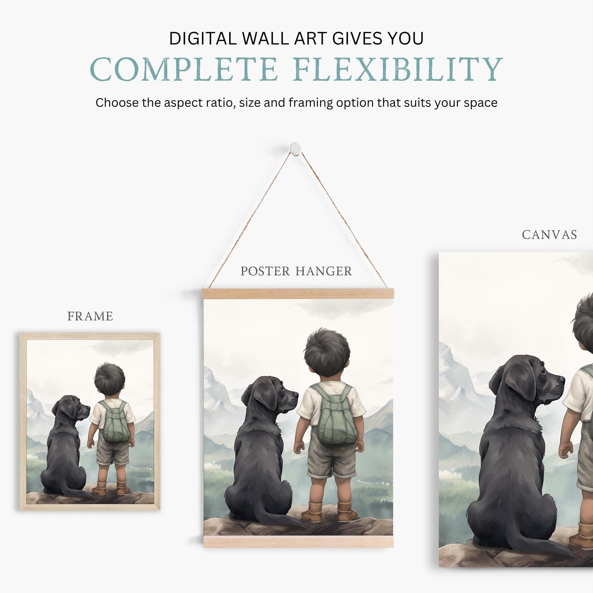 Labrador Nursery Decor for Boys, Black Lab Wall Art, Dog Paintings - WildfieldPrints