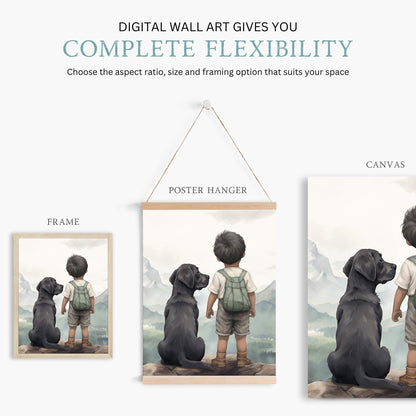 Labrador Nursery Decor for Boys, Black Lab Wall Art, Dog Paintings - WildfieldPrints