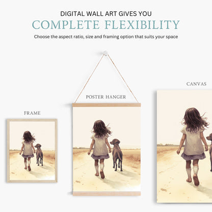 Labrador Nursery Decor, Girl & Dog Painting, Puppy Wall Art - WildfieldPrints