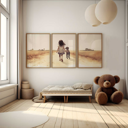 Labrador Nursery Decor, Girl & Dog Painting, Puppy Wall Art - WildfieldPrints