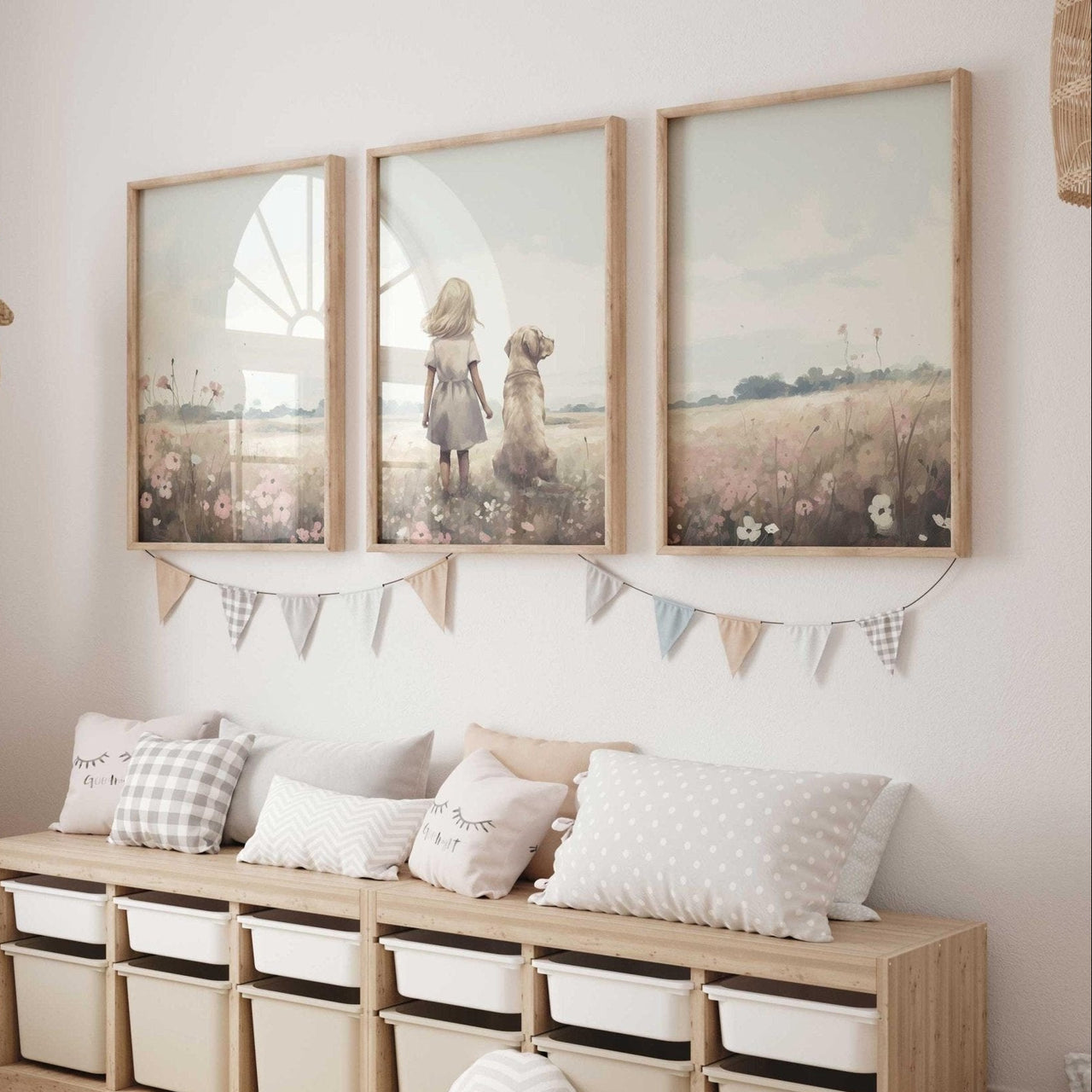 Yellow Labrador Wall Art – Dog Nursery Print • Set of 3
