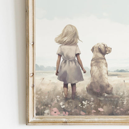 Labrador Nursery Decor, Yellow Lab Prints for Kids Room, Dog Wall Art - WildfieldPrints