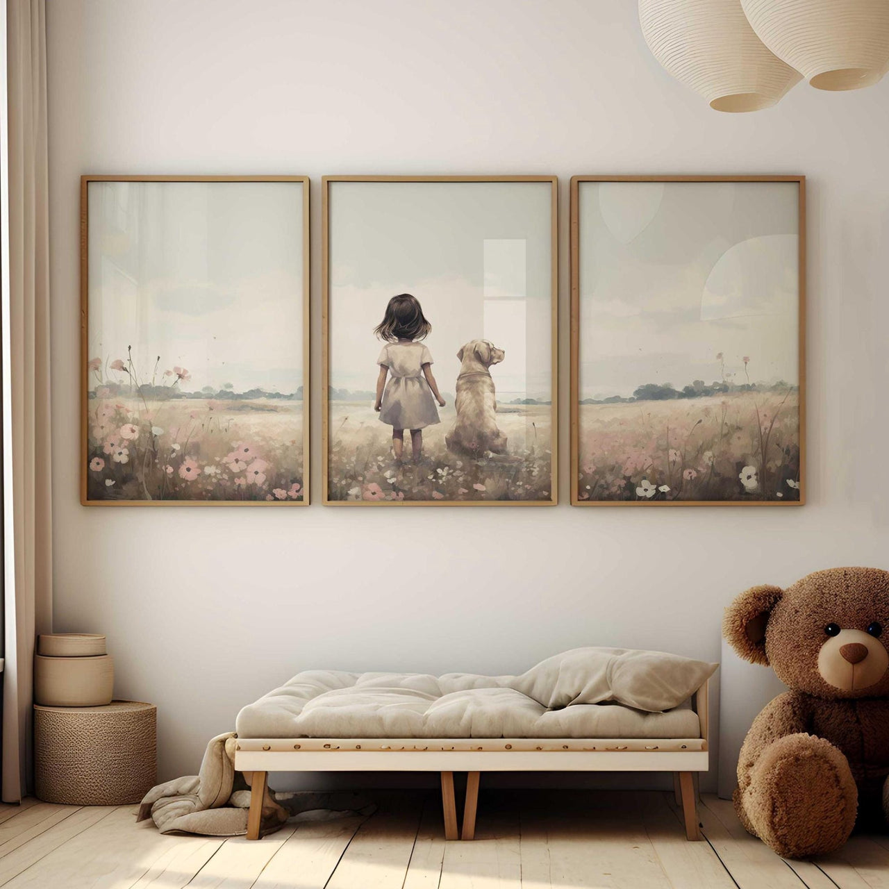 Yellow Labrador Wall Art – Dog Nursery Print • Set of 3