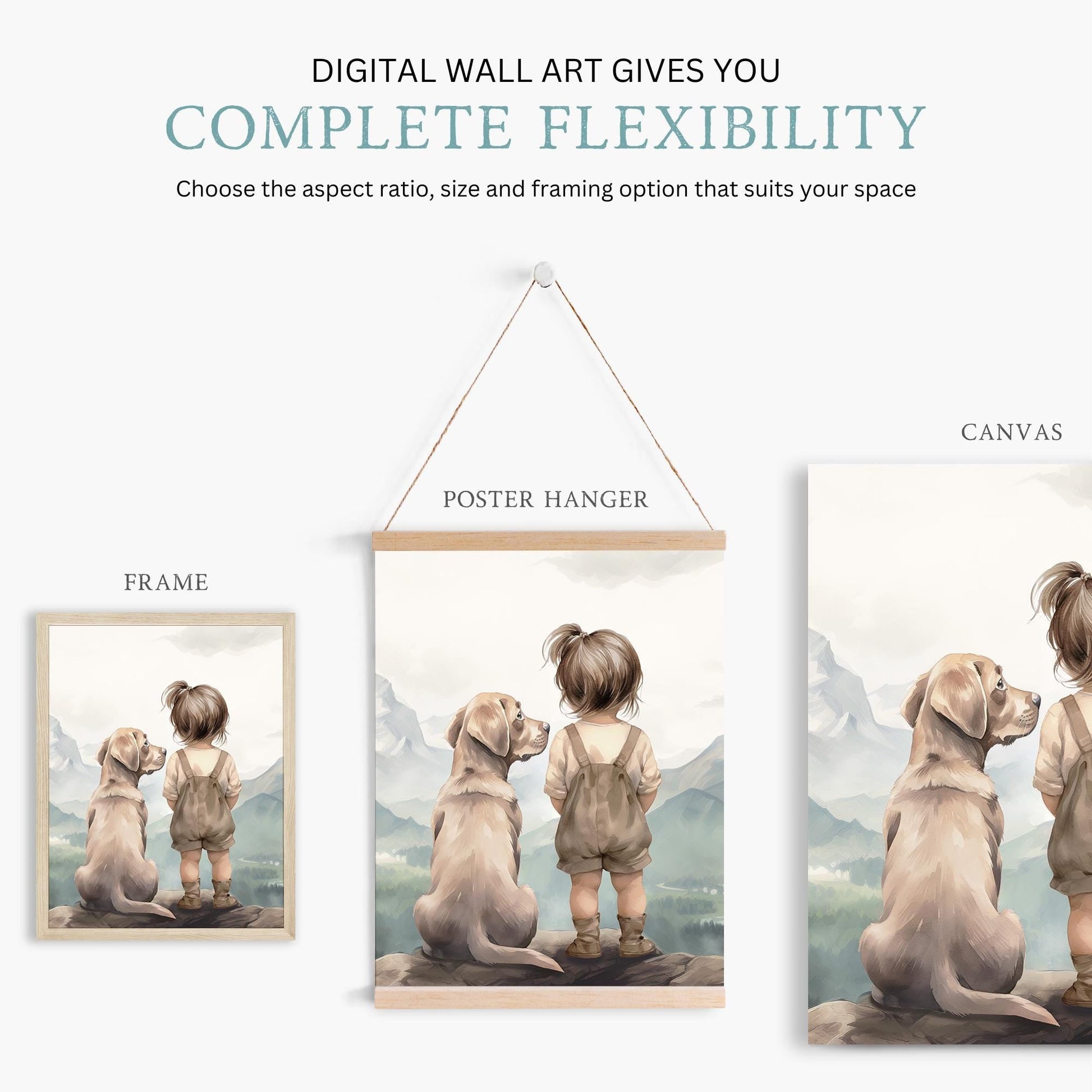 Labrador Nursery Decor, Yellow Lab Wall Art, Girl & Dog Painting - WildfieldPrints