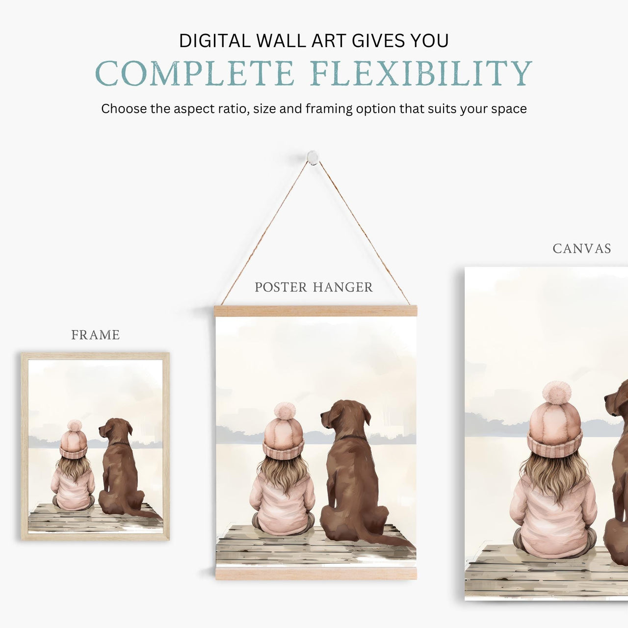 Brown Labrador Print – Dog Nursery Wall Art for Girls • Set of 3