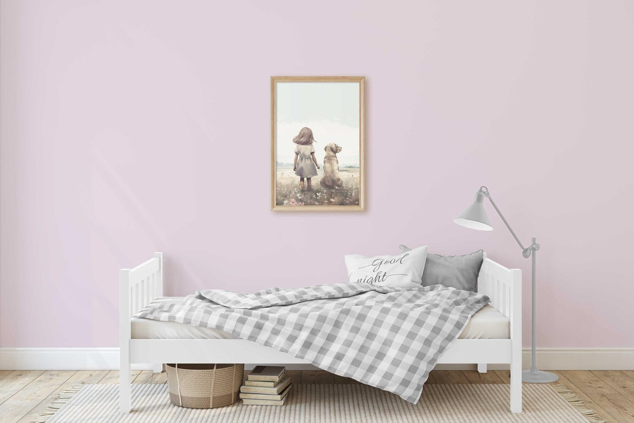 Yellow Labrador Wall Art – Dog Nursery Print for Girls
