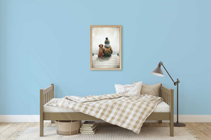 Labrador Nursery Prints, Boy and Dog Room Decor, Puppy Wall Art - WildfieldPrints