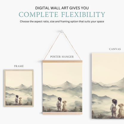 Labrador Nursery Prints, Girl & Dog Art, Puppy Room Decor - WildfieldPrints