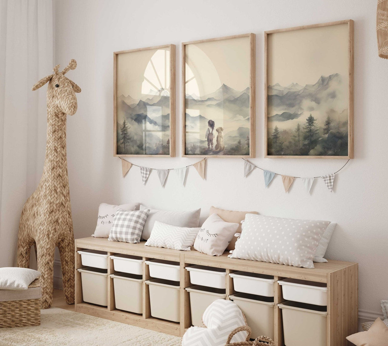 Yellow Labrador Wall Art – Dog Nursery Prints for Girls • Set of 3