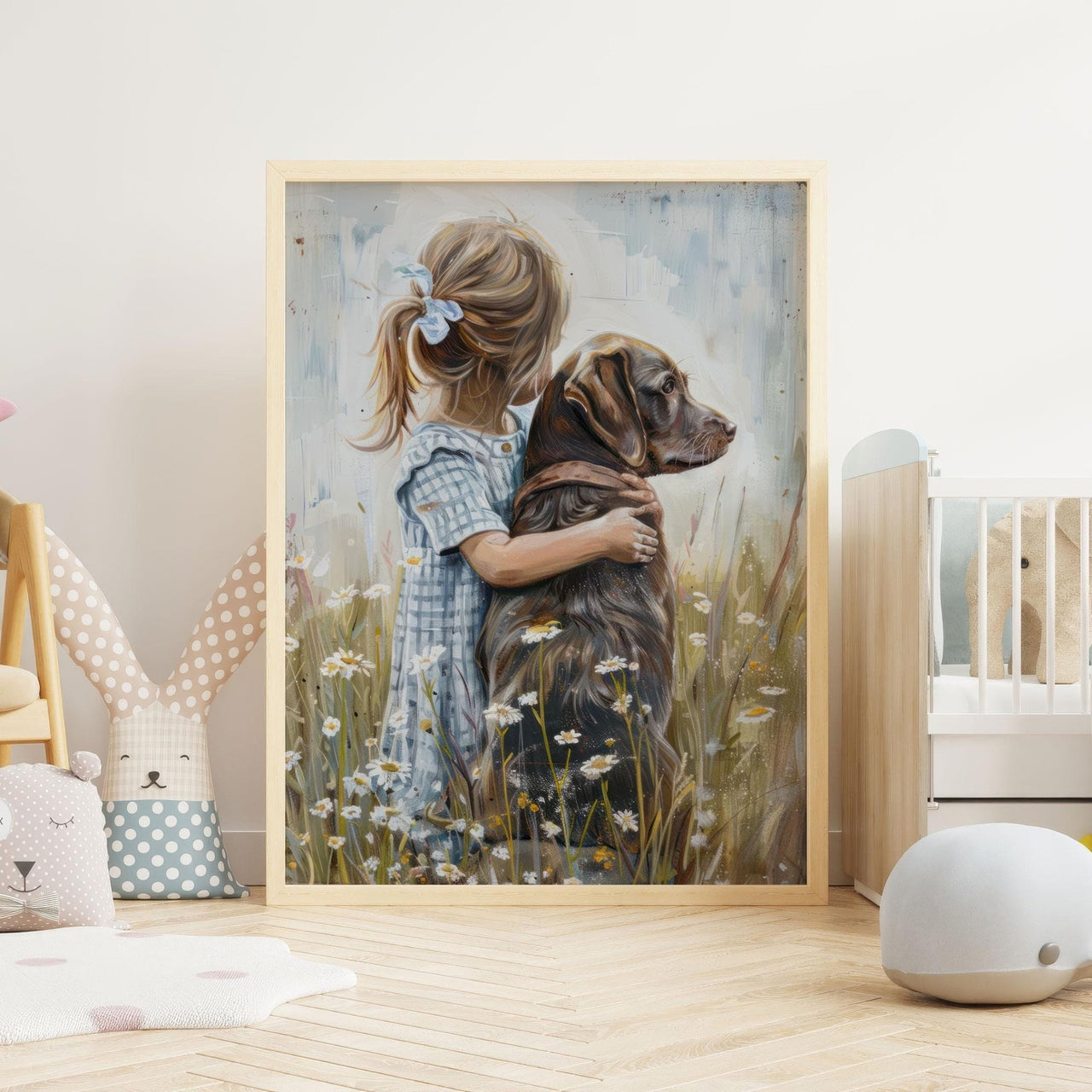 Brown Labrador Wall Art – Dog Nursery Print for Girls