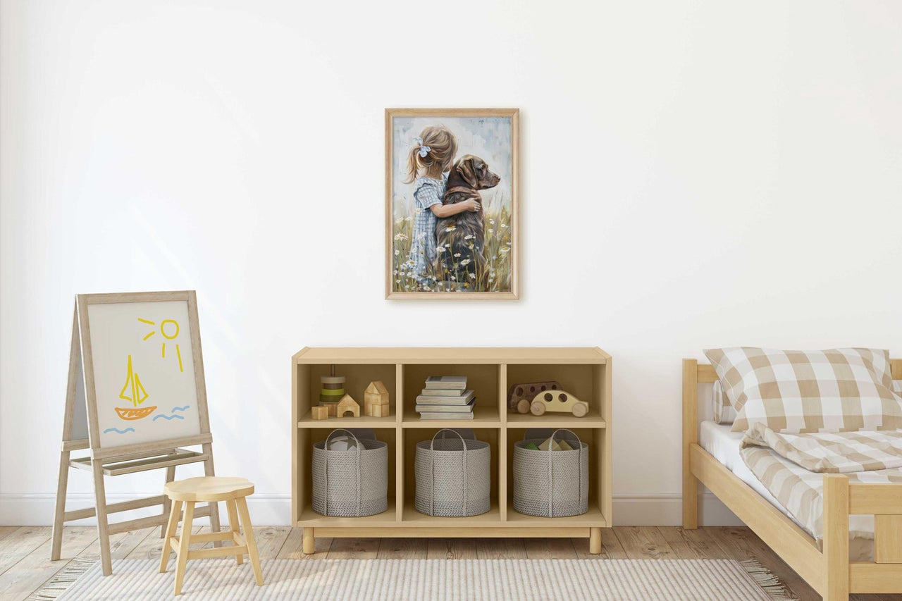 Brown Labrador Wall Art – Dog Nursery Print for Girls