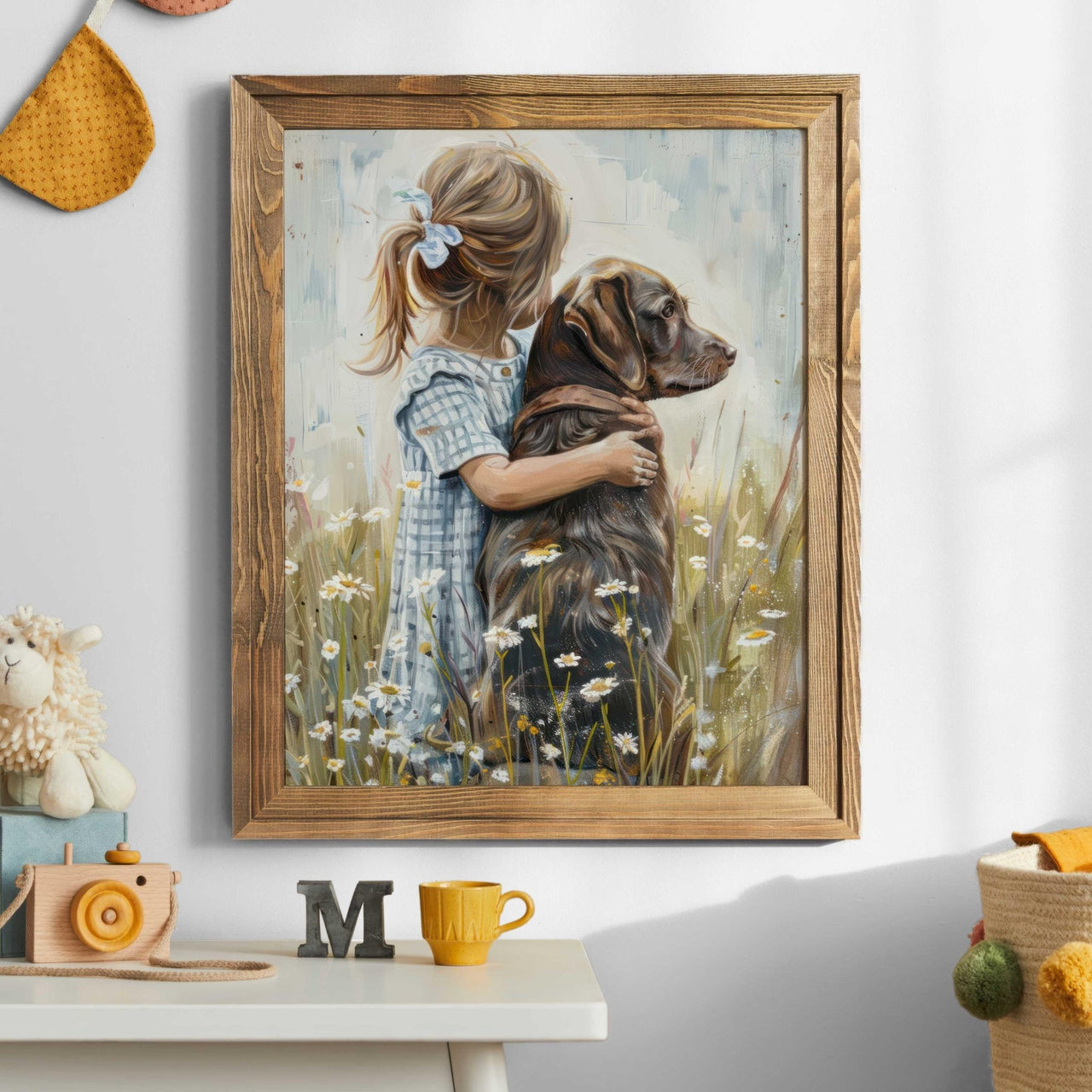 Brown Labrador Wall Art – Dog Nursery Print for Girls