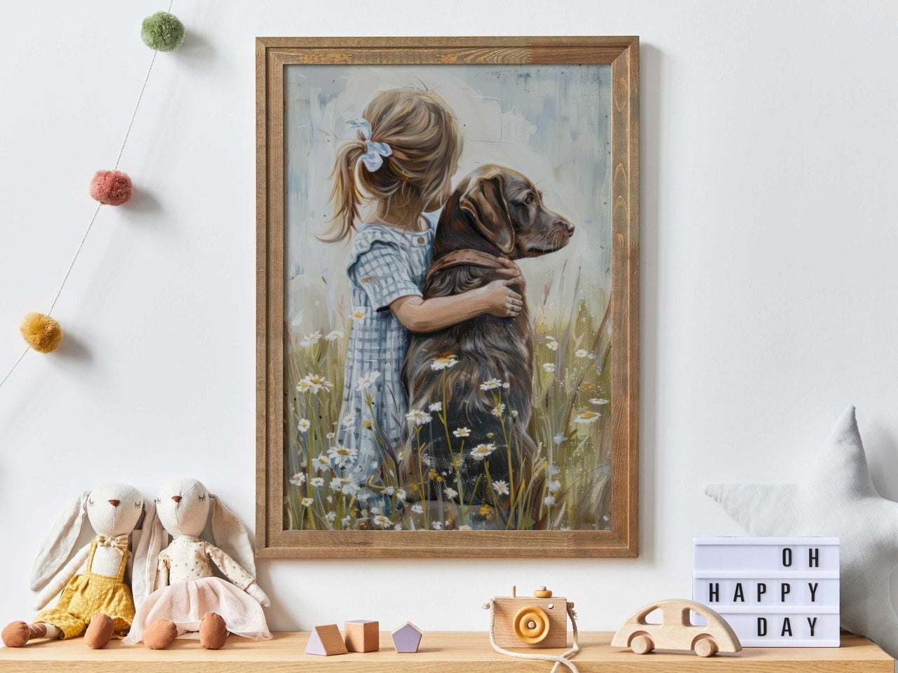 Brown Labrador Wall Art – Dog Nursery Print for Girls