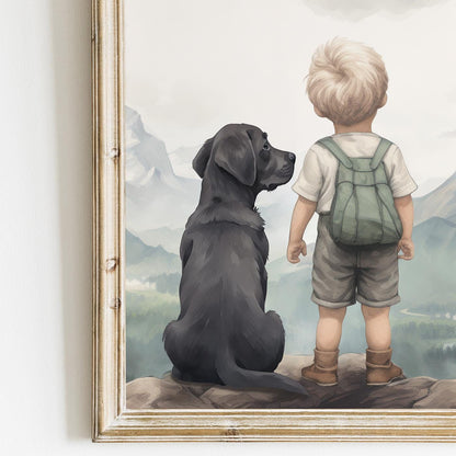Labrador Prints for Boys, Black Labrador Nursery Decor, Dog Wall Art - WildfieldPrints