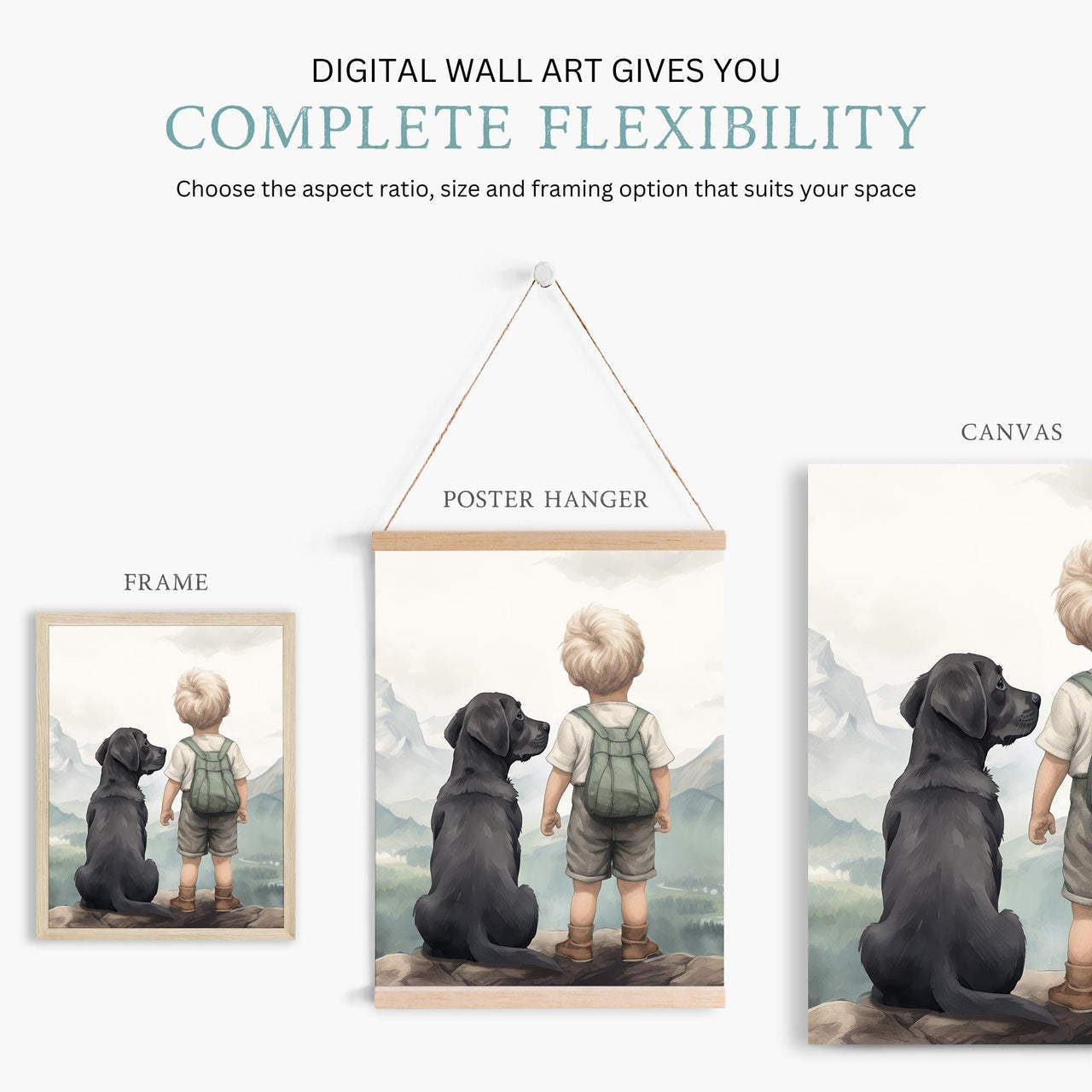 Black Labrador Wall Art – Dog Nursery Print for Boys • Set of 3