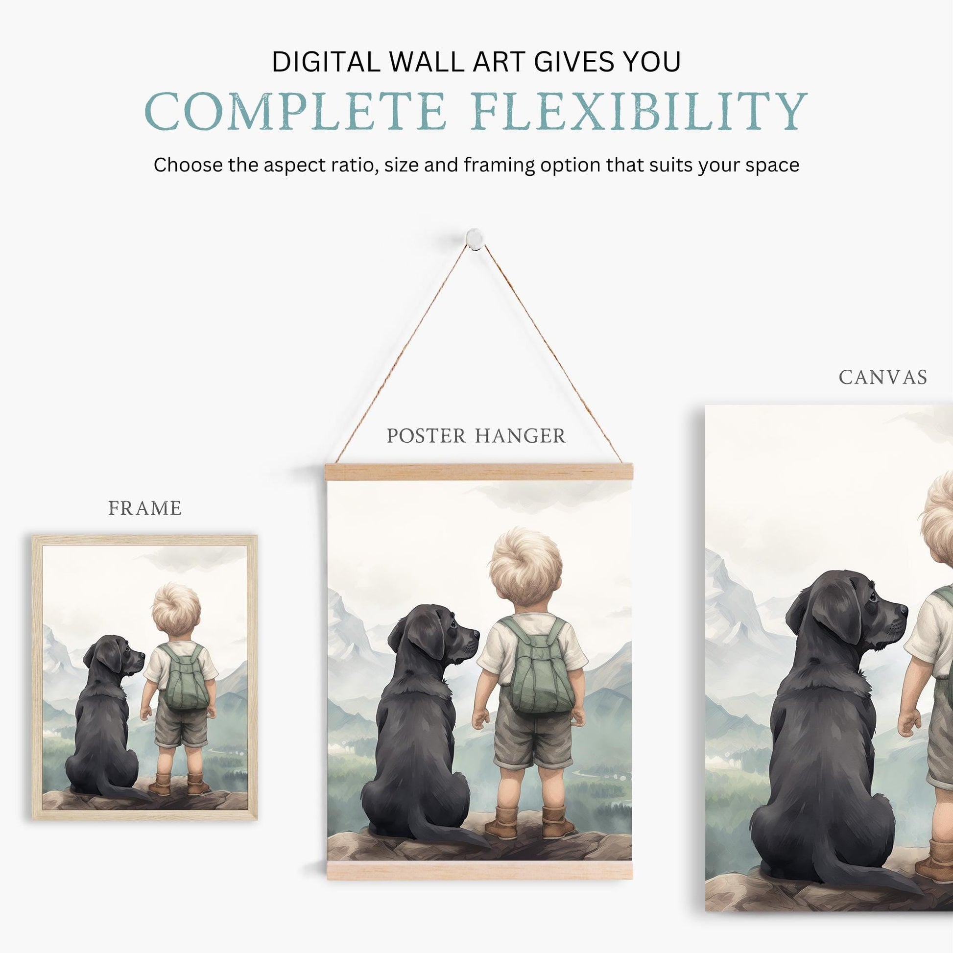Labrador Prints for Boys, Black Labrador Nursery Decor, Dog Wall Art - WildfieldPrints