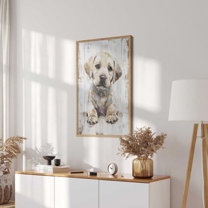 Labrador Puppy Prints, Vintage Dog Decor, Rustic Wall Art - WildfieldPrints