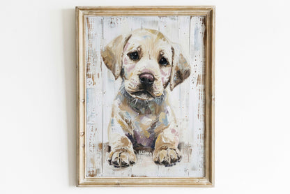 Labrador Puppy Prints, Vintage Dog Decor, Rustic Wall Art - WildfieldPrints