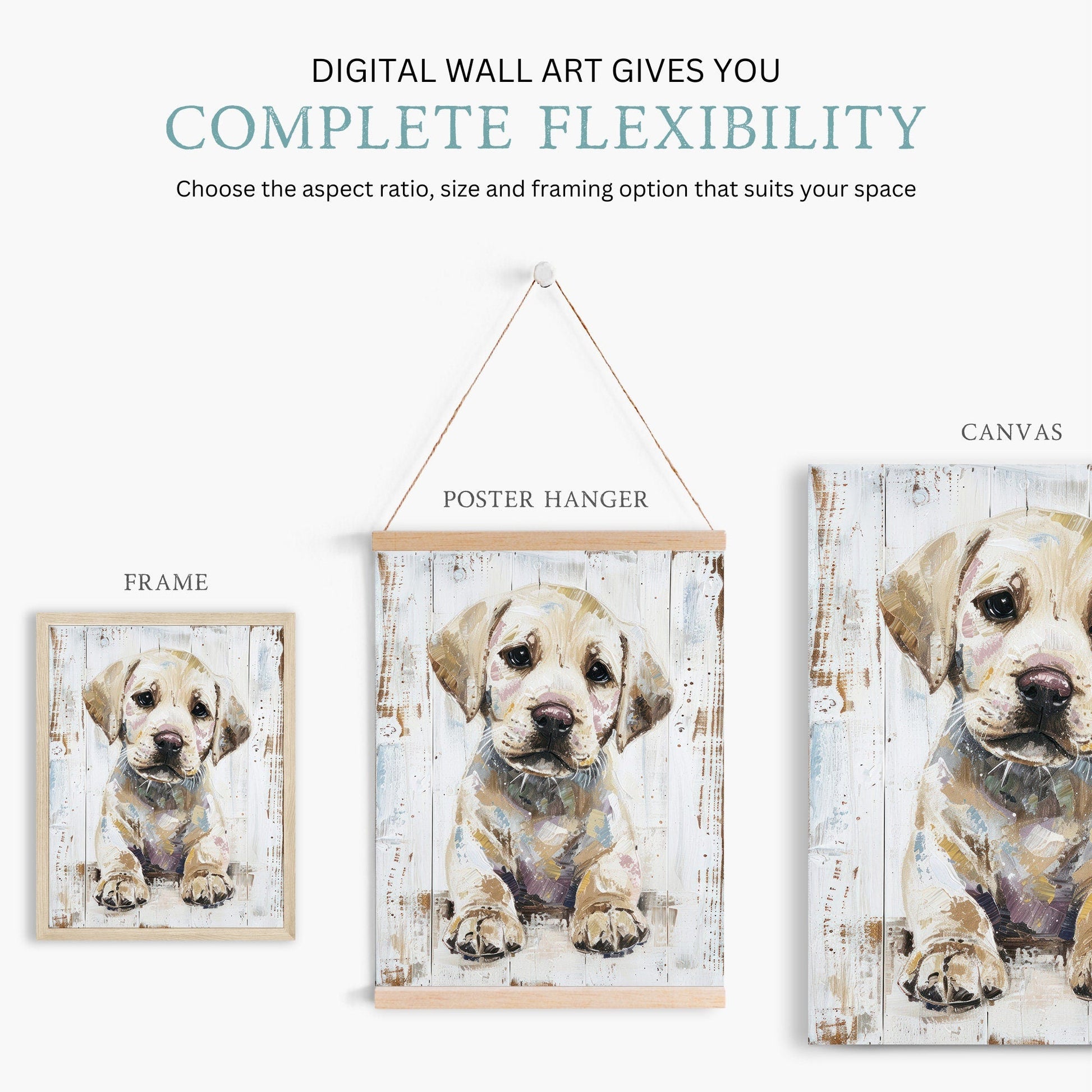 Labrador Puppy Prints, Vintage Dog Decor, Rustic Wall Art - WildfieldPrints