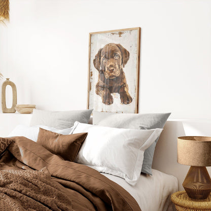 Labrador Puppy Wall Art, Rustic Dog Decor, Vintage Dog Portrait - WildfieldPrints