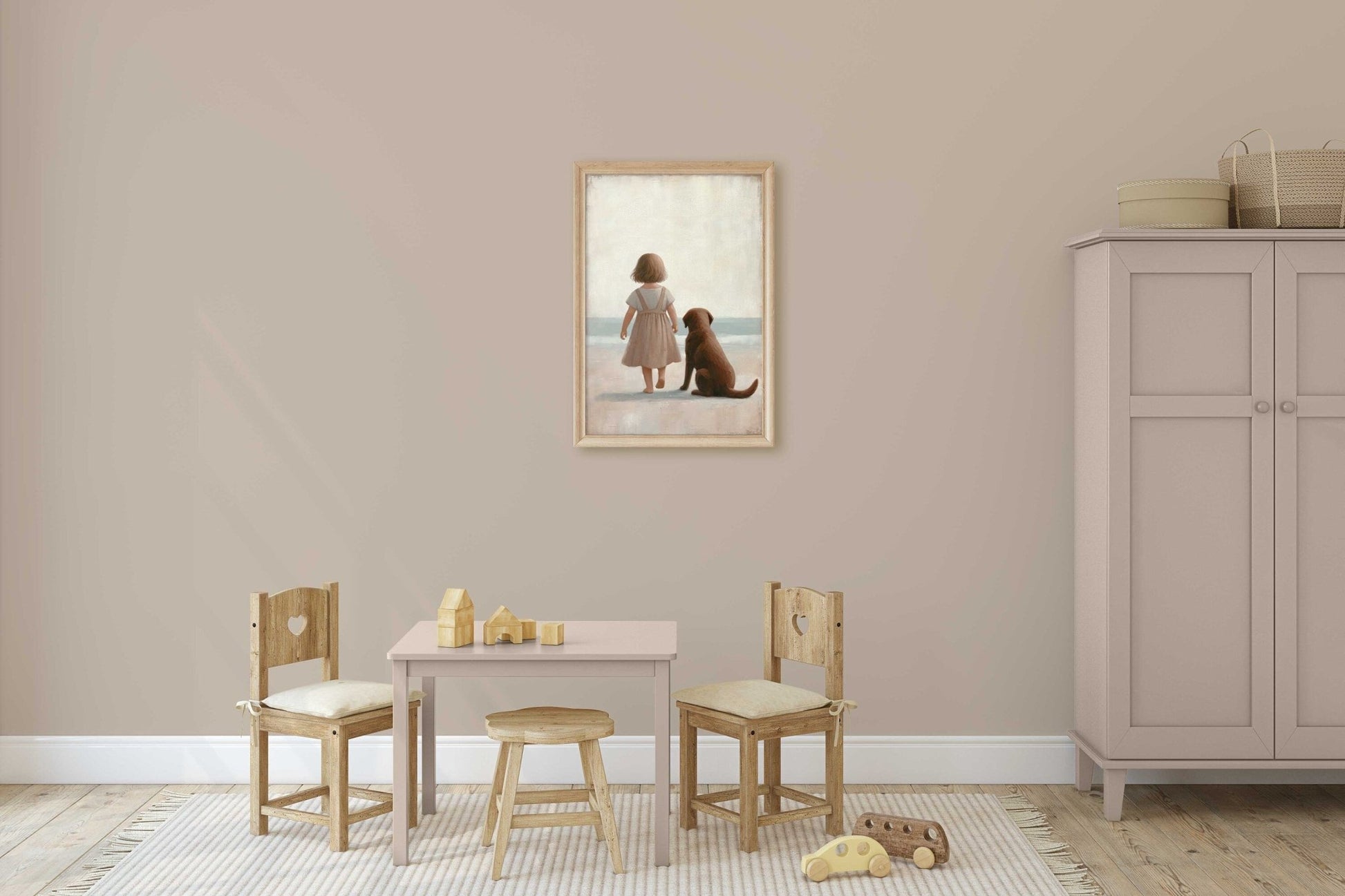 Labrador Retriever Nursery Print, Girl & Dog Wall Art, Puppy Decor - WildfieldPrints