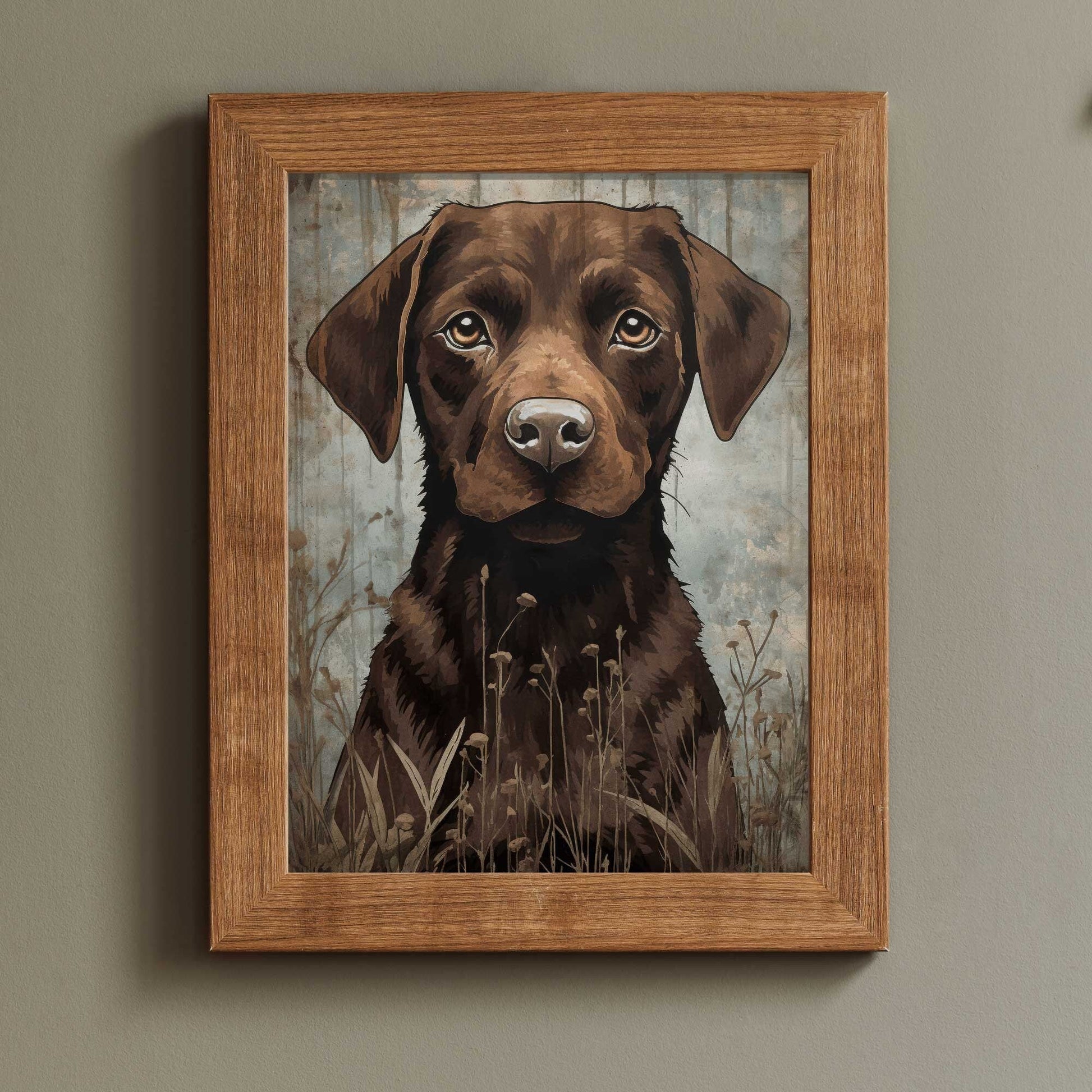 Labrador Wall Art, Vintage Dog and Flowers Decor, Perfect Gift for Dog Lovers - WildfieldPrints