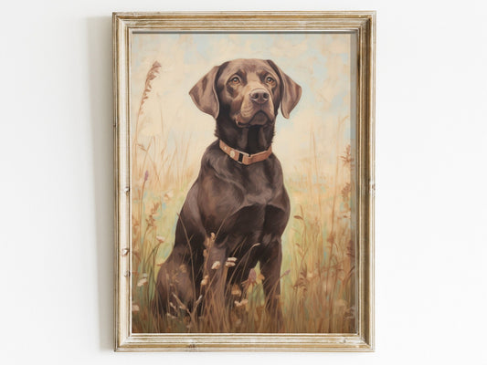 Labrador Wall Art, Vintage Dog and Flowers Decor, Perfect Gift for Dog Lovers - WildfieldPrints