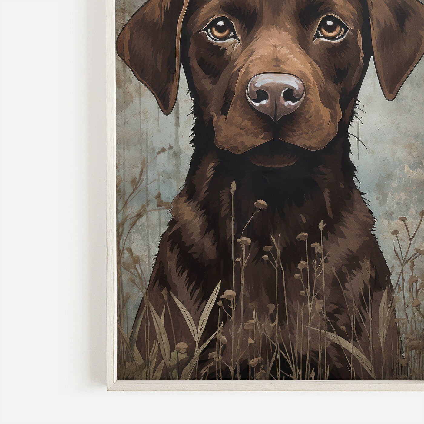 Labrador Wall Art, Vintage Dog and Flowers Decor, Perfect Gift for Dog Lovers - WildfieldPrints