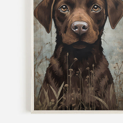 Labrador Wall Art, Vintage Dog and Flowers Decor, Perfect Gift for Dog Lovers - WildfieldPrints