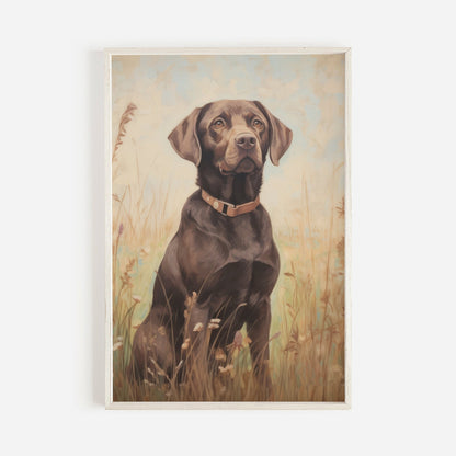 Labrador Wall Art, Vintage Dog and Flowers Decor, Perfect Gift for Dog Lovers - WildfieldPrints