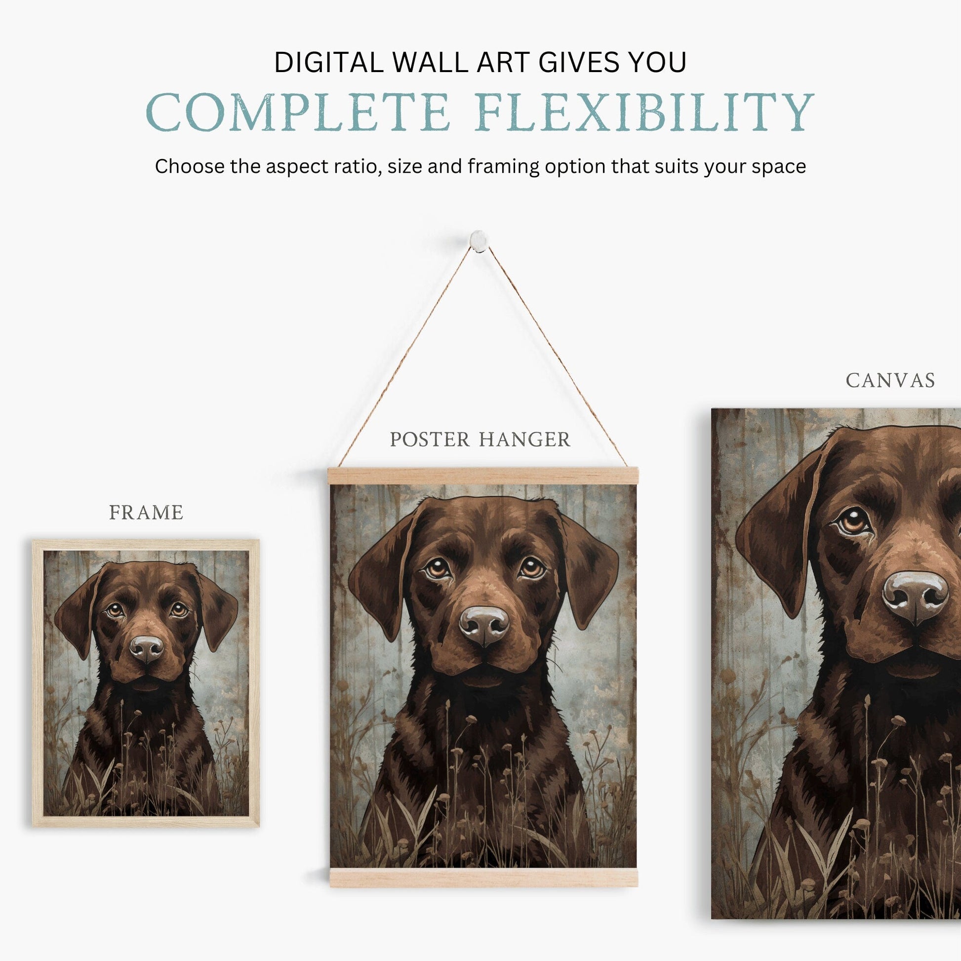 Labrador Wall Art, Vintage Dog and Flowers Decor, Perfect Gift for Dog Lovers - WildfieldPrints