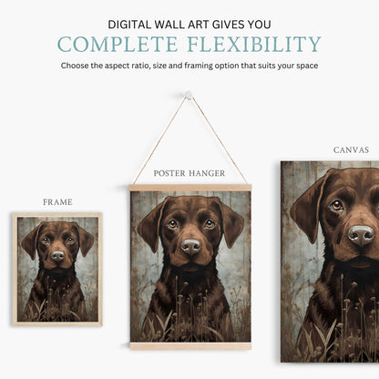 Labrador Wall Art, Vintage Dog and Flowers Decor, Perfect Gift for Dog Lovers - WildfieldPrints