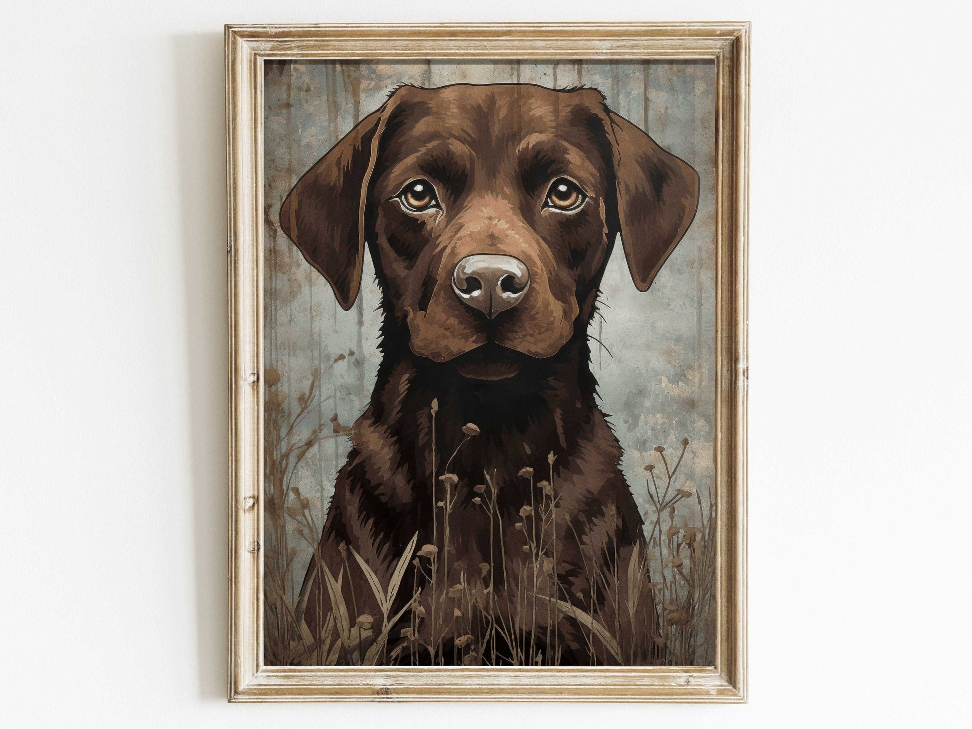 Labrador Wall Art, Vintage Dog and Flowers Decor, Perfect Gift for Dog Lovers - WildfieldPrints